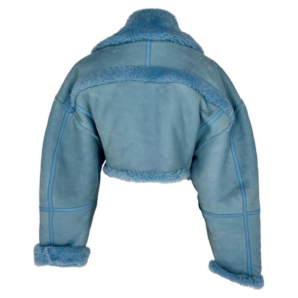 Jacquemus La Veste Paioù Cropped Jacket in Blue Lamb Leather - Picture 3 of 12